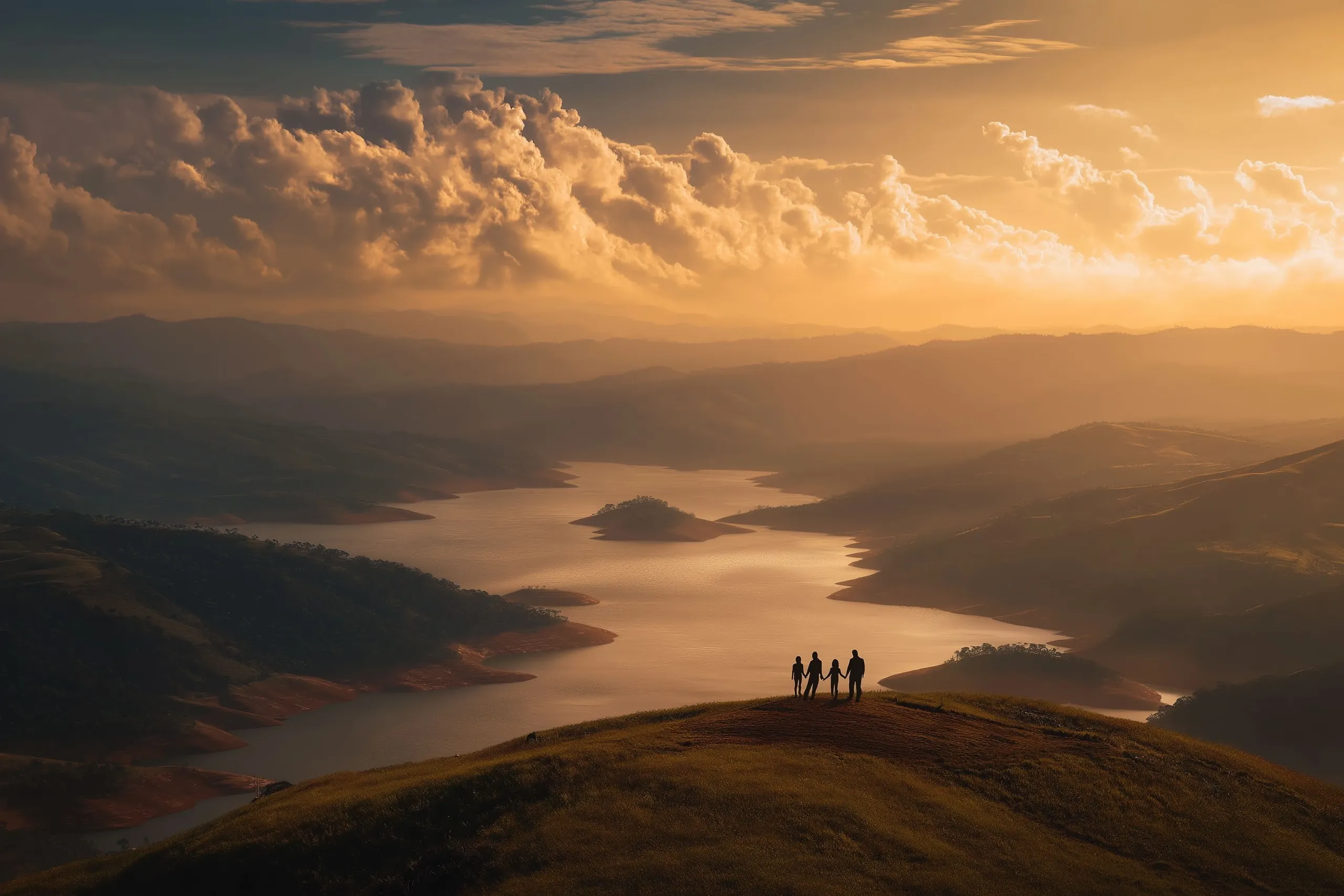 Mirante sobre o lago ao entardecer